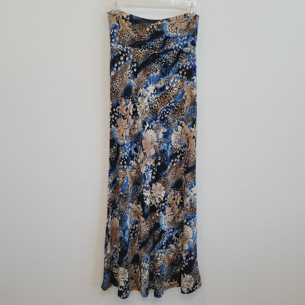 💕 BOGO Style Maxi Skirt Animal & Floral Print Women's Size Medium - Picture 4 of 7